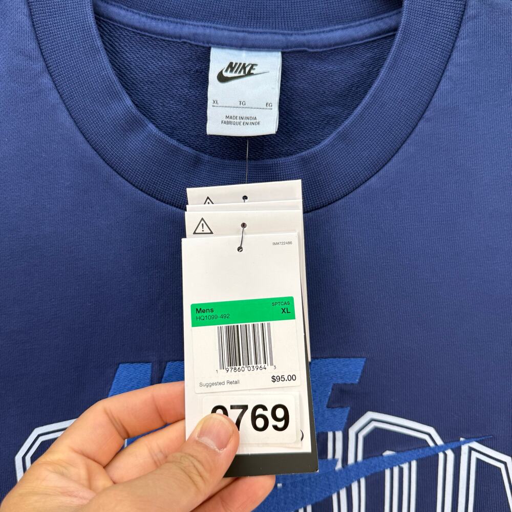 NIKE AIR "LONDON" XL CREWNECK SWEATSHIRT OVERSIZED SWEATSHIRT HQ1099-492 NAVY - Picture 3 of 6